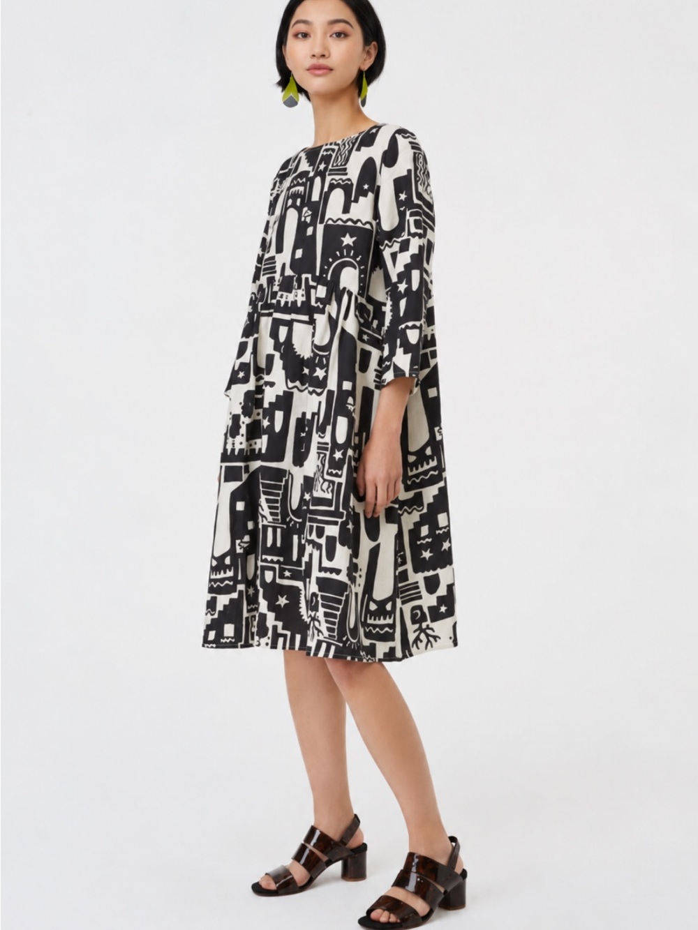 Gorman Night Light Linen Dress AU 12 US 8 Marrakesh Architectural Smock